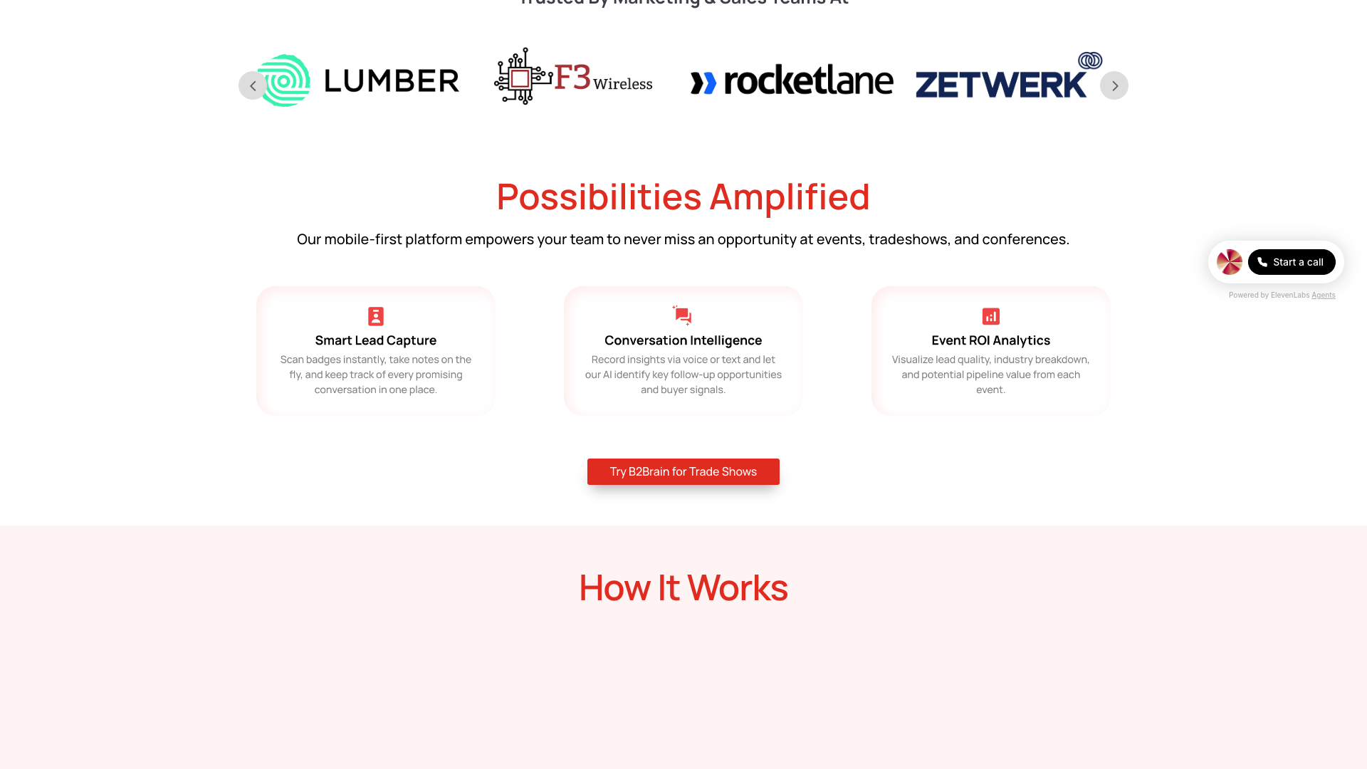 Features section on homepage highlighting key functionalities
