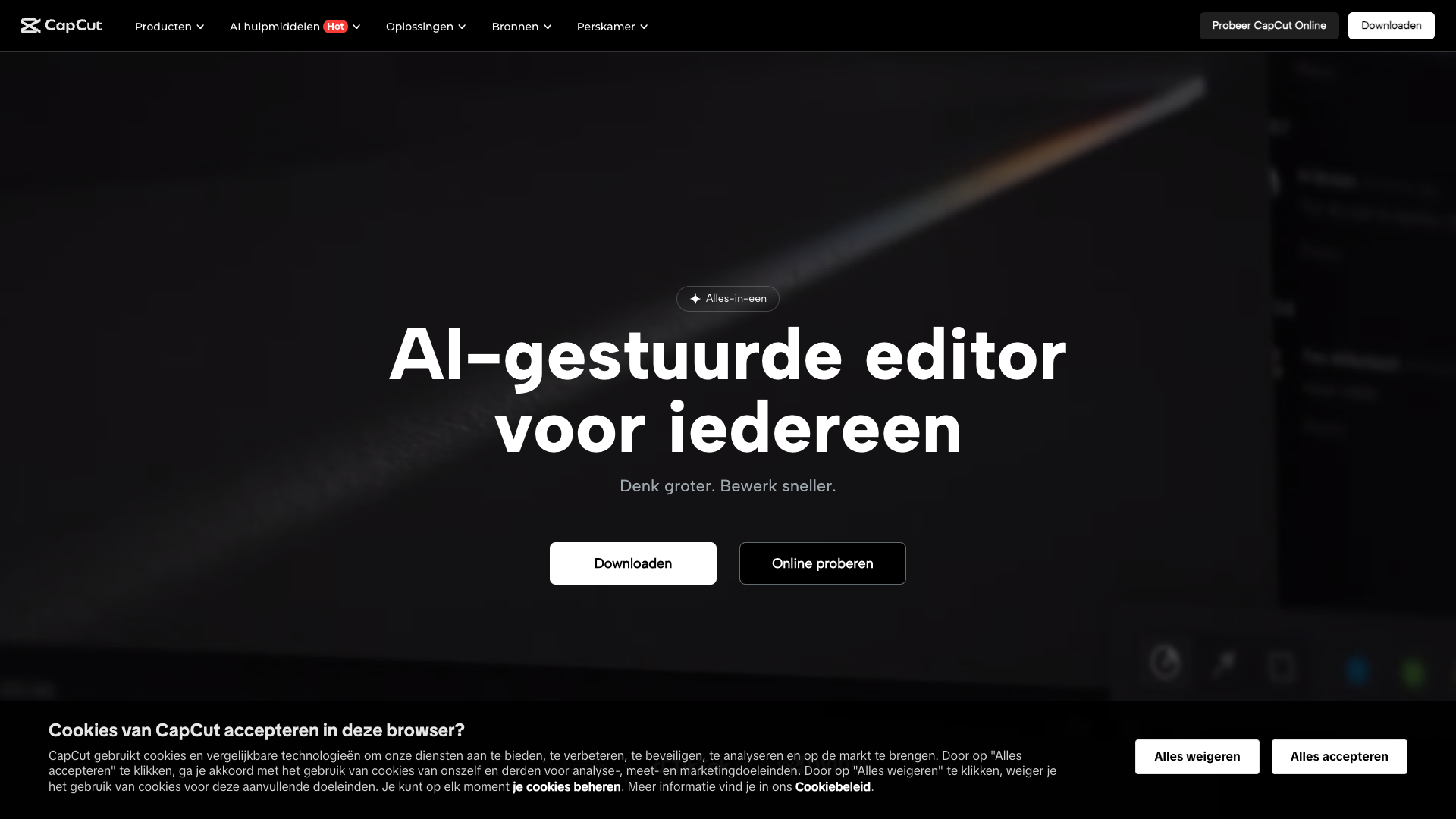 Features section highlighting CapCut's capabilities for video editing