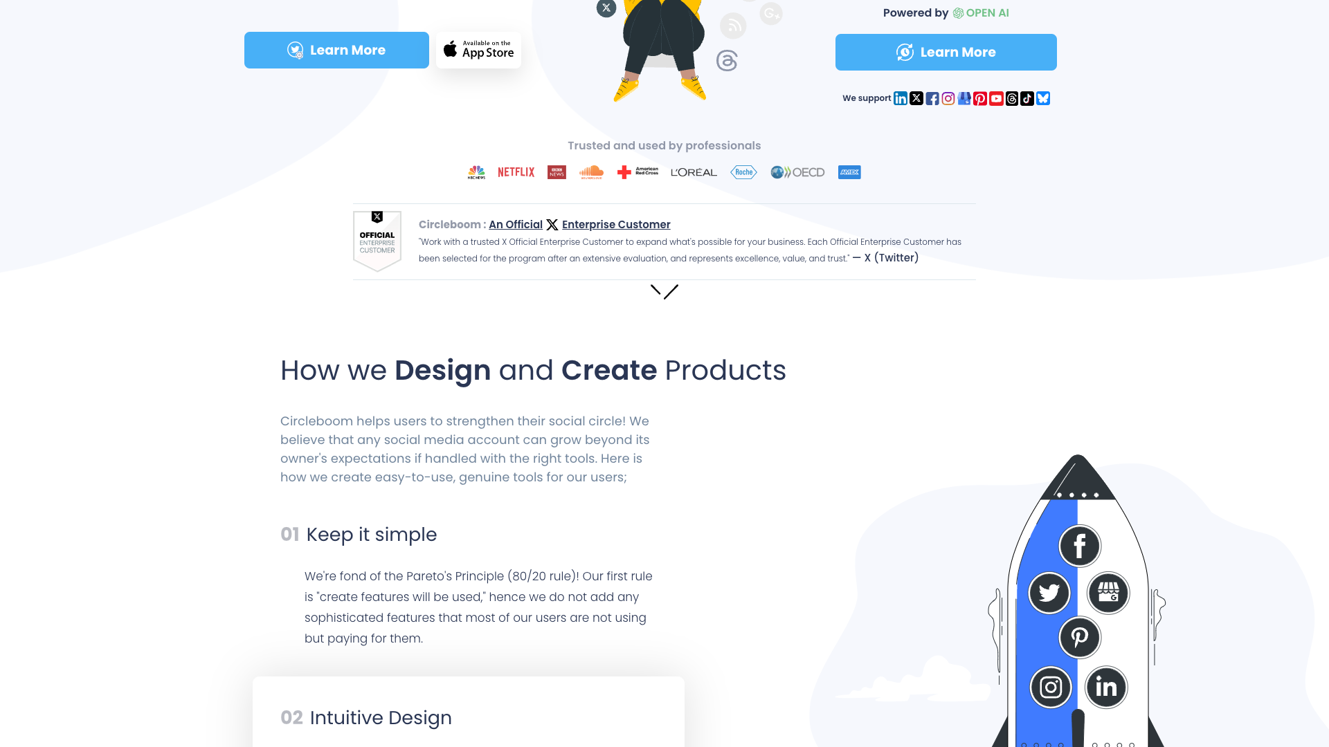 Circleboom's homepage highlighting its status as an Official Twitter / X Enterprise Customer