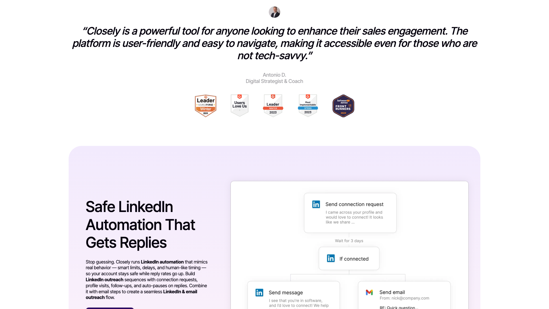 Features section on homepage highlighting AI personalization and multichannel campaigns