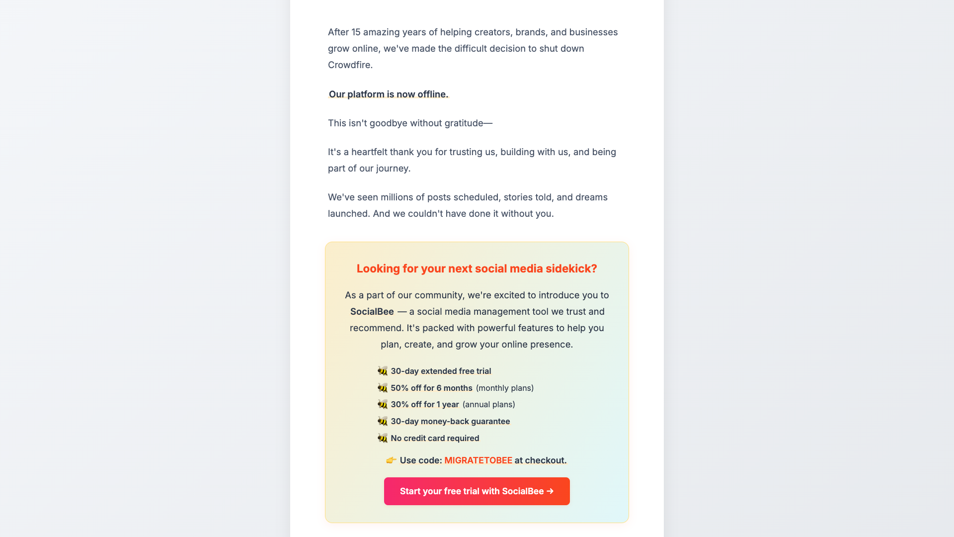 Features section on homepage