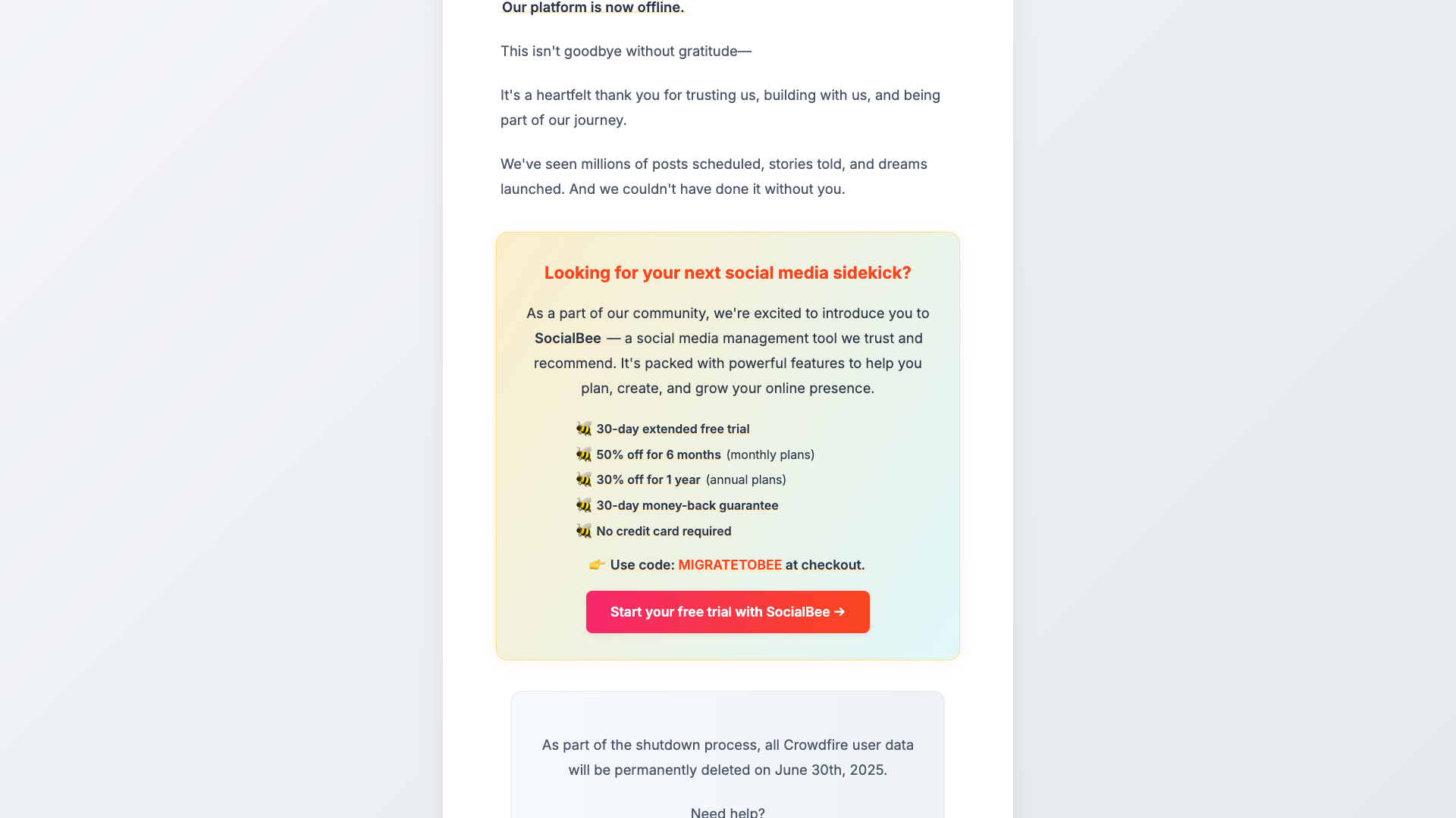 Analytics and reporting features section on homepage