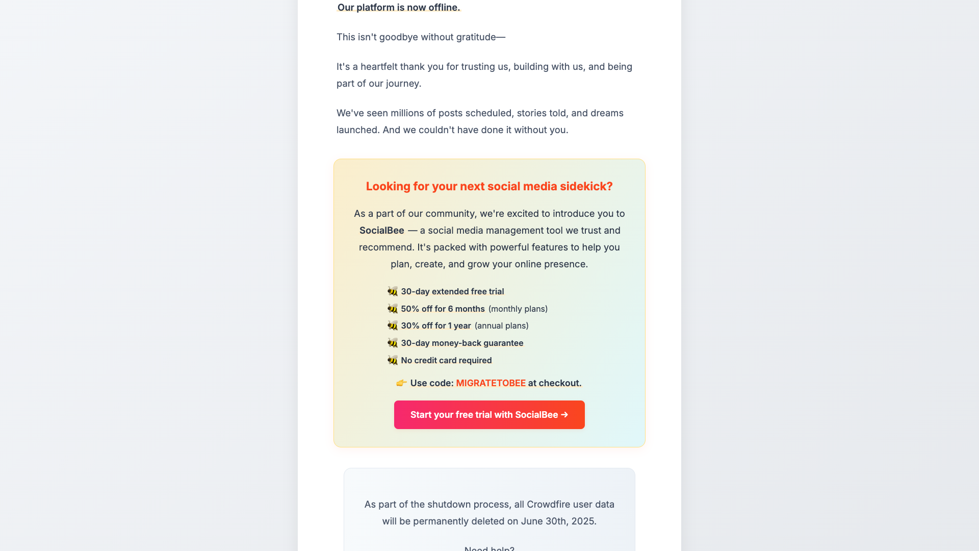 Content curation and discovery features section on homepage