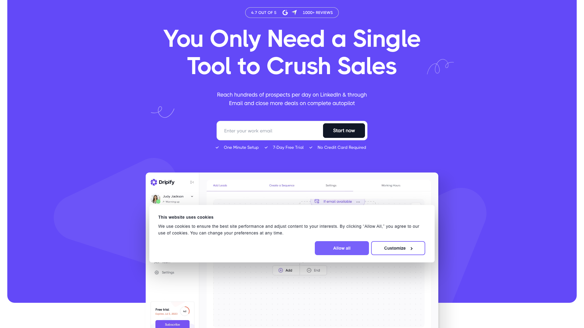 Overview of features on the homepage