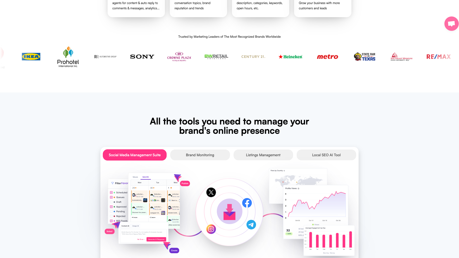 Features section on homepage