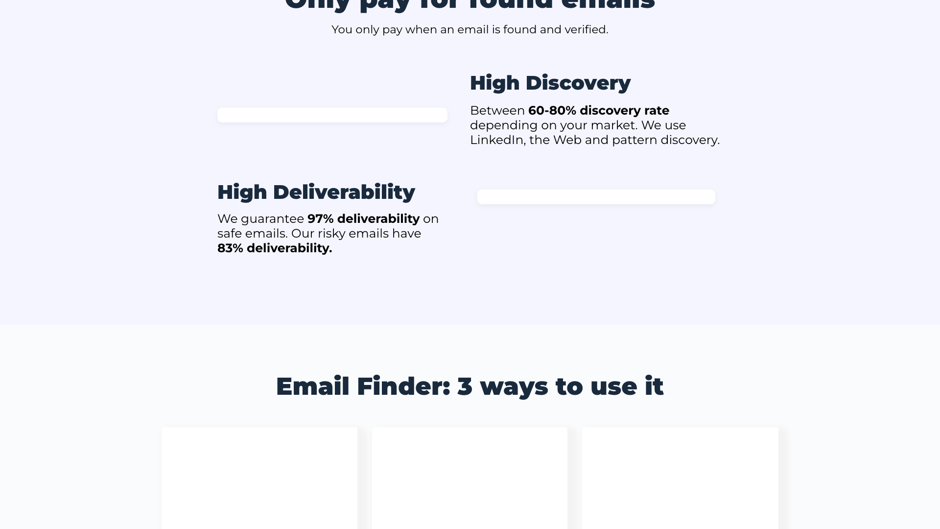 Email Finder page explaining the product capabilities