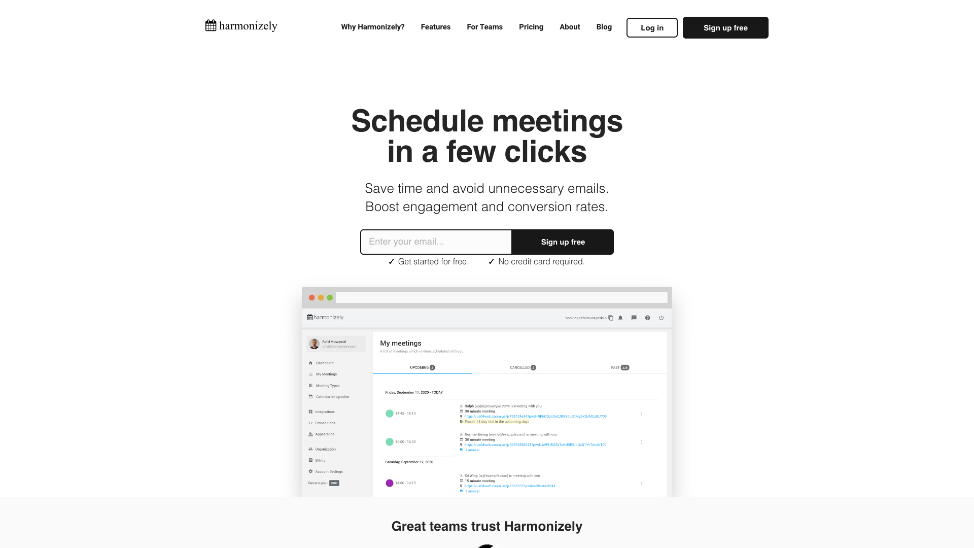Hero section on homepage emphasizing automated scheduling and saving time