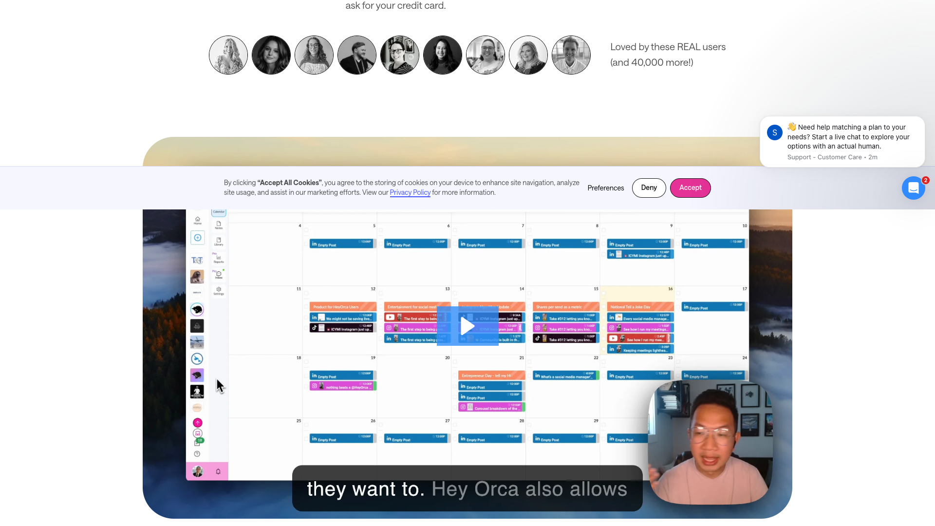 Features overview of HeyOrca platform
