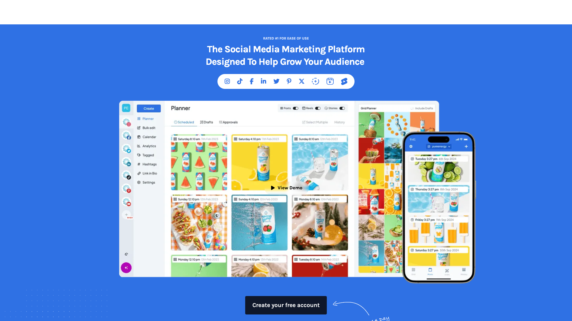 Visual scheduling section on homepage showcasing grid and calendar layout