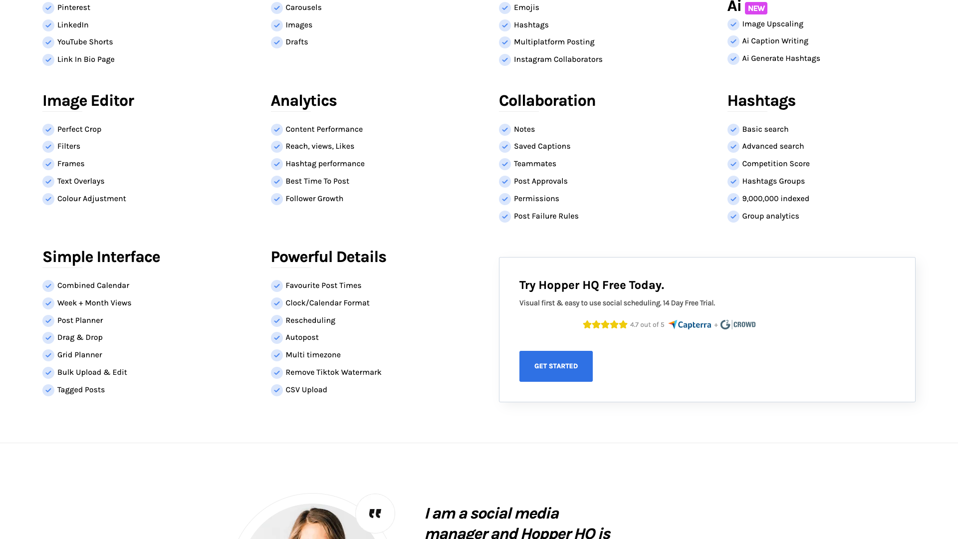 Features page showcasing user-friendly interface and standout features