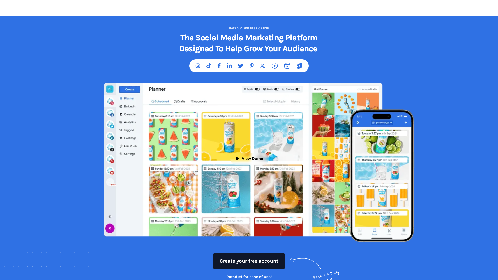 Analytics features section on homepage