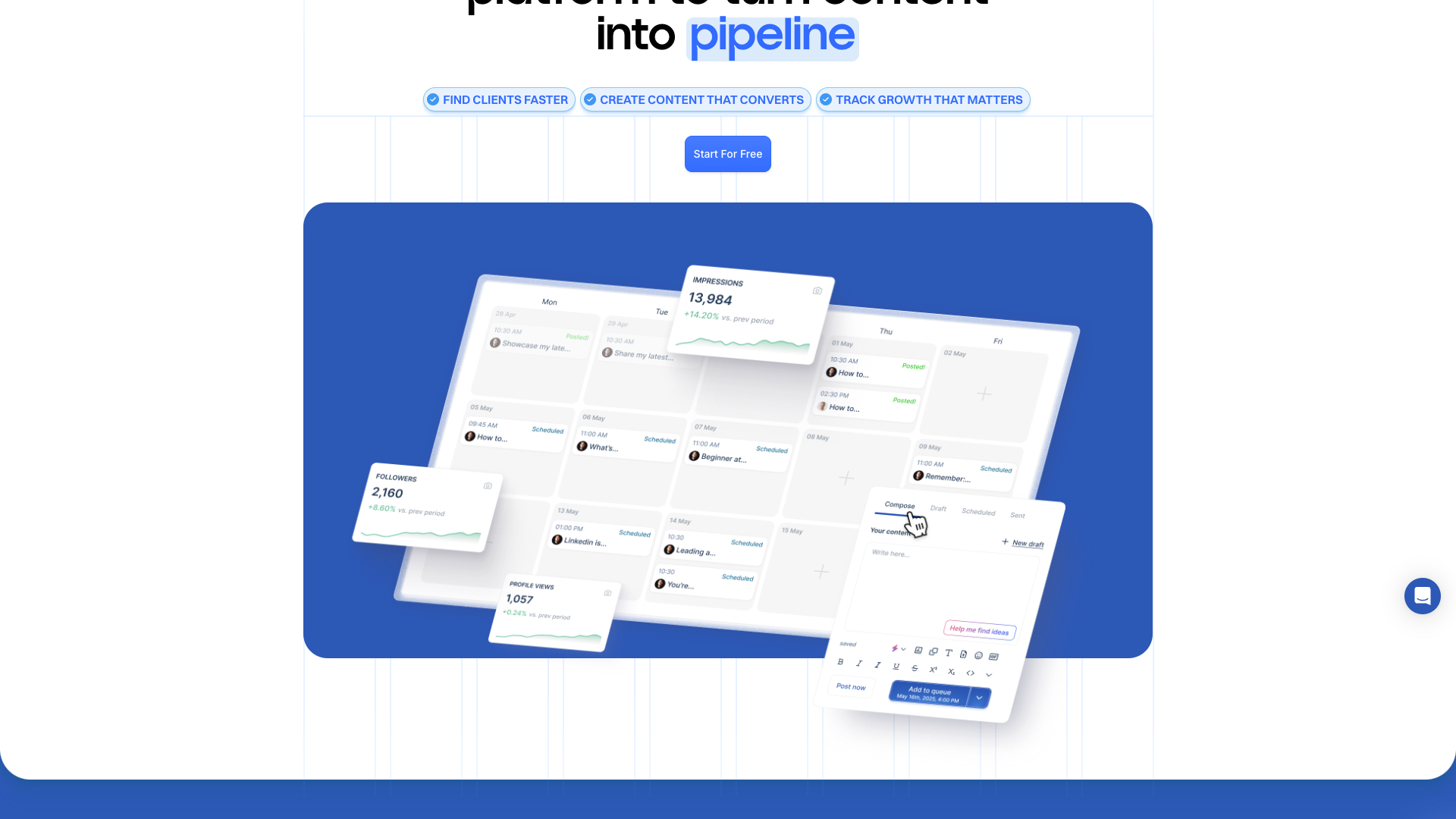 About section on homepage highlighting Inlytics' focus on LinkedIn analytics