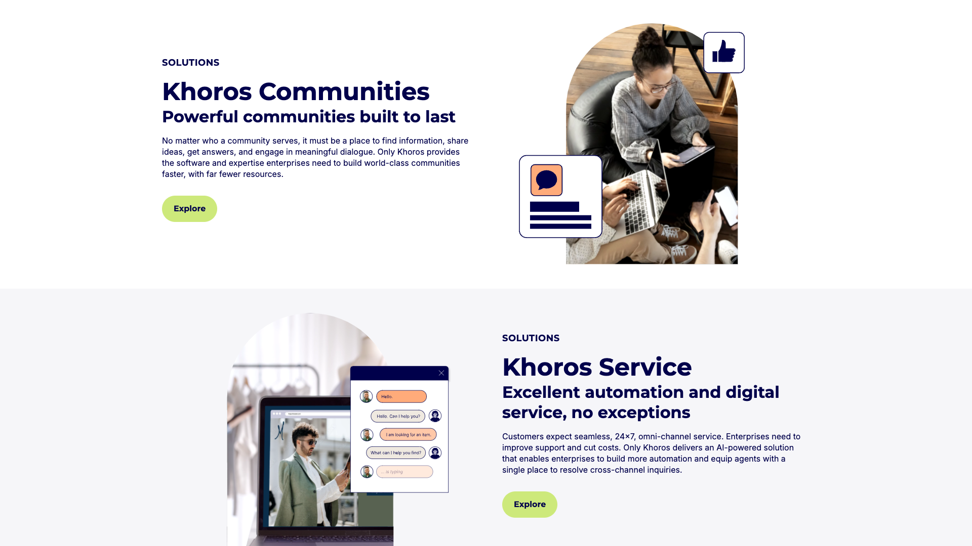 Social Media Management section on Khoros homepage