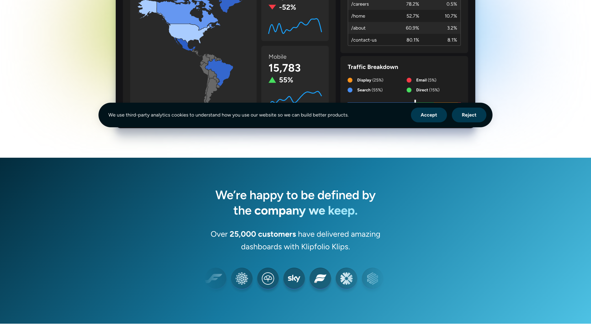 Visualizations section on homepage showcasing dashboard creation features
