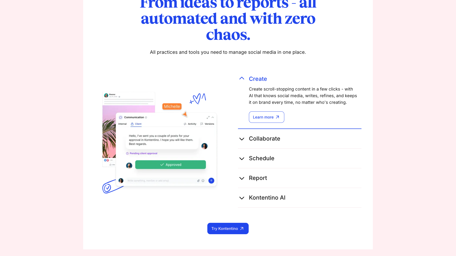 Features section on homepage highlighting collaboration-first approach