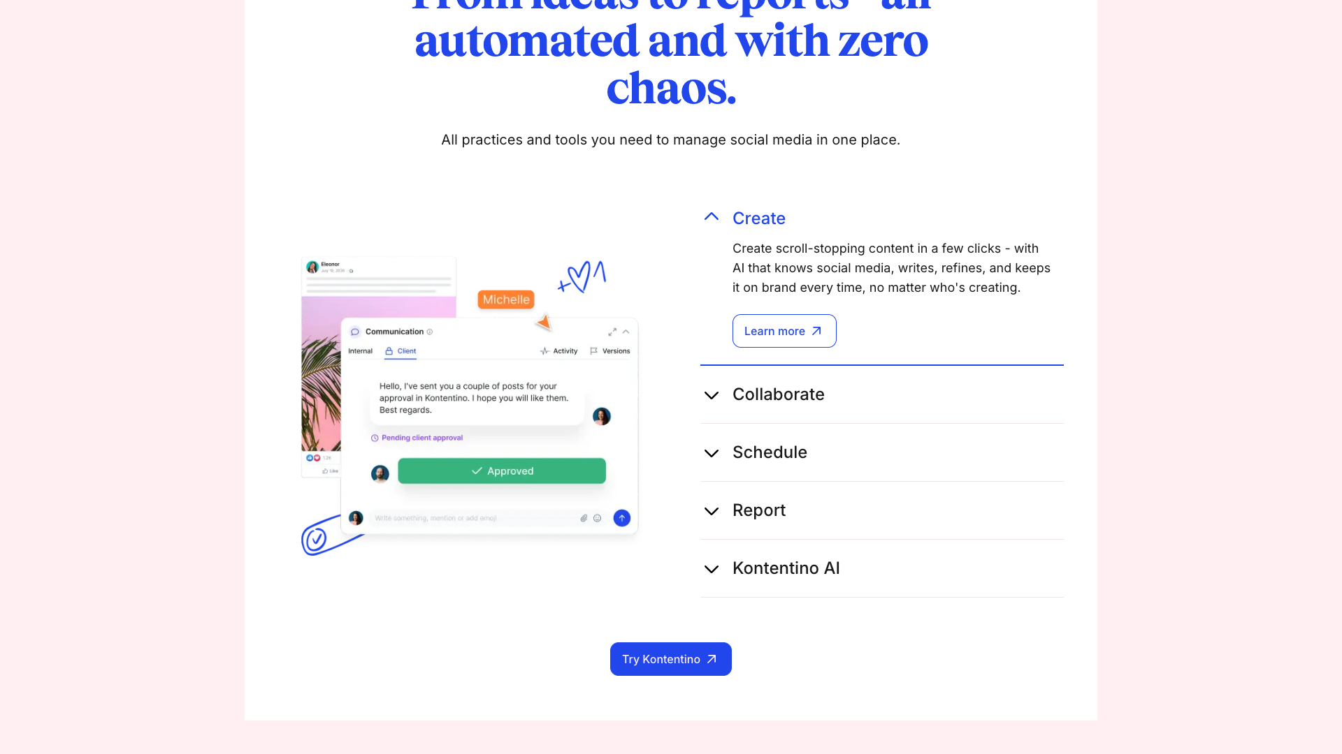 Publishing calendar section illustrating drag-and-drop functionality and multi-platform support