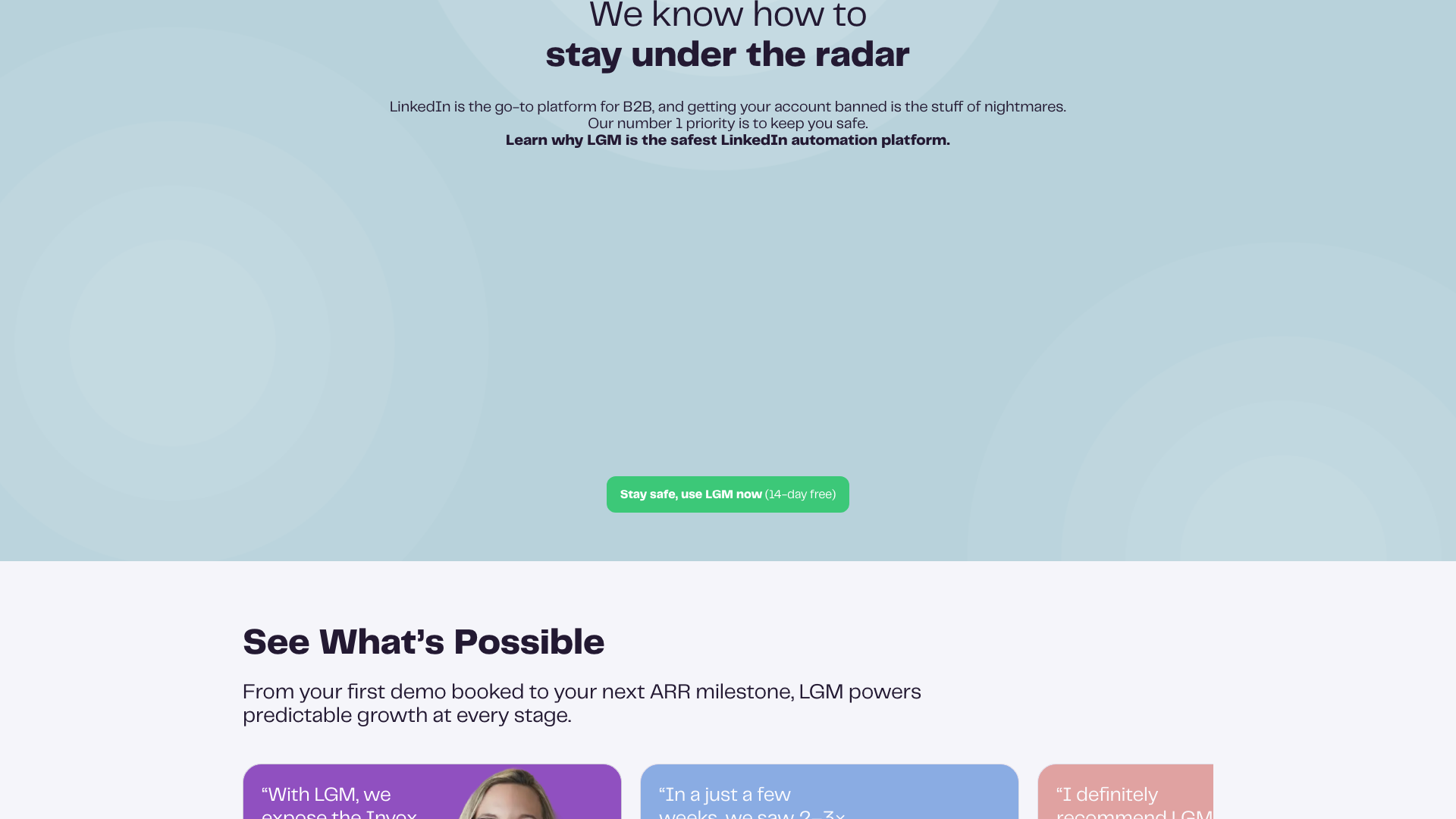 Testimonials section showcasing customer feedback