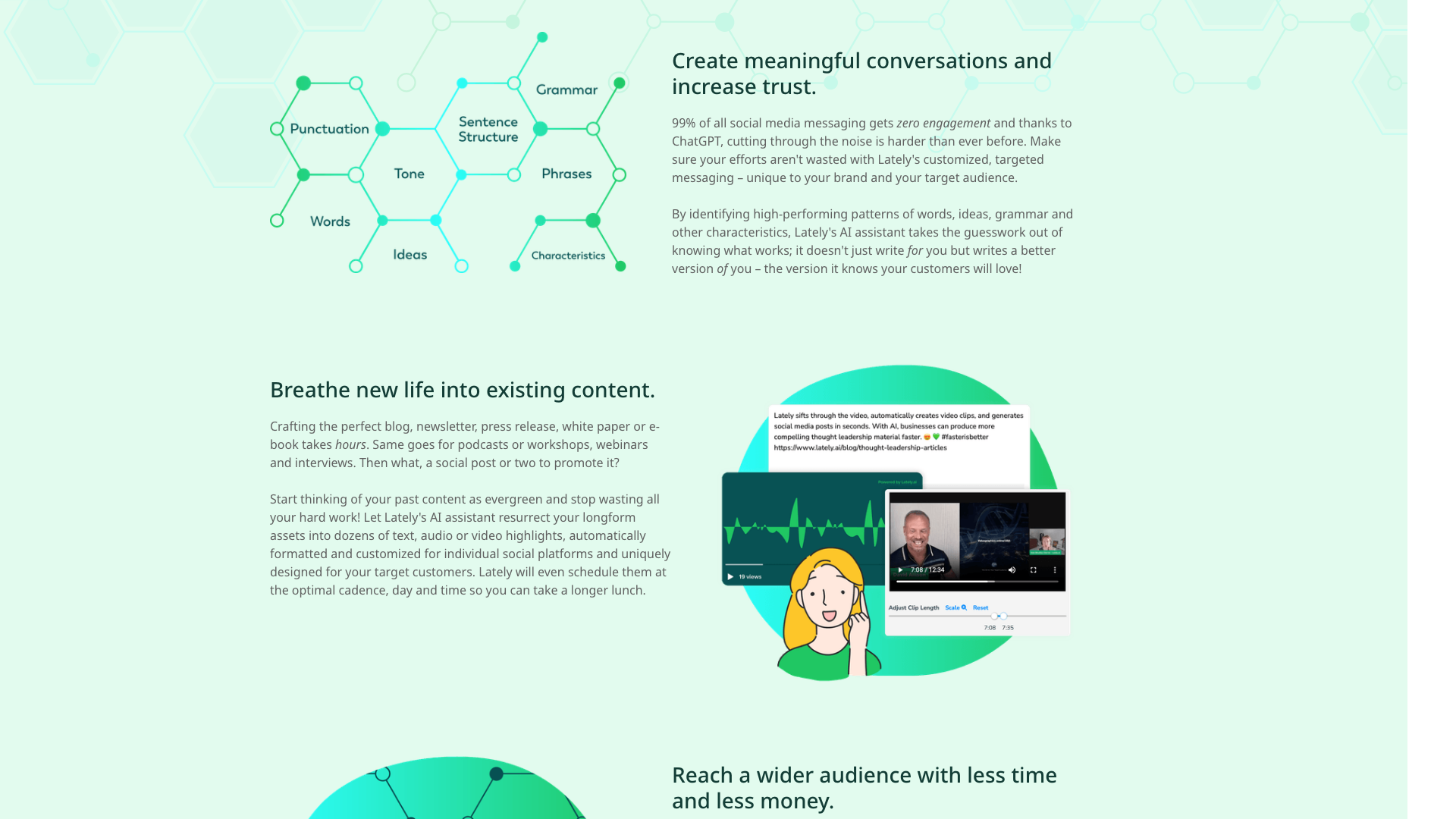 Testimonials section on the homepage highlighting customer feedback