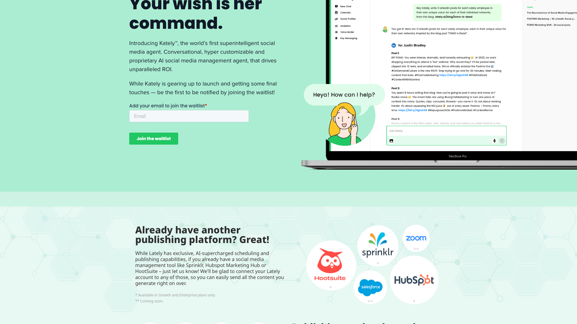 Pricing page showing different plans for Lately.ai