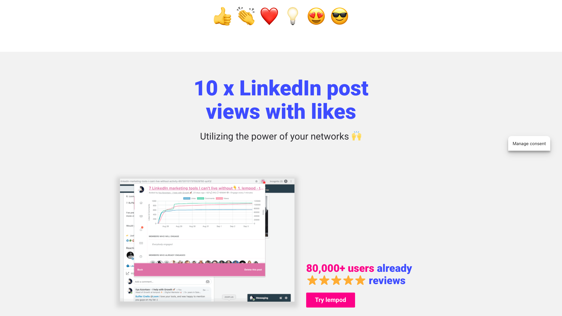 Features section on homepage highlighting Lempod's capabilities