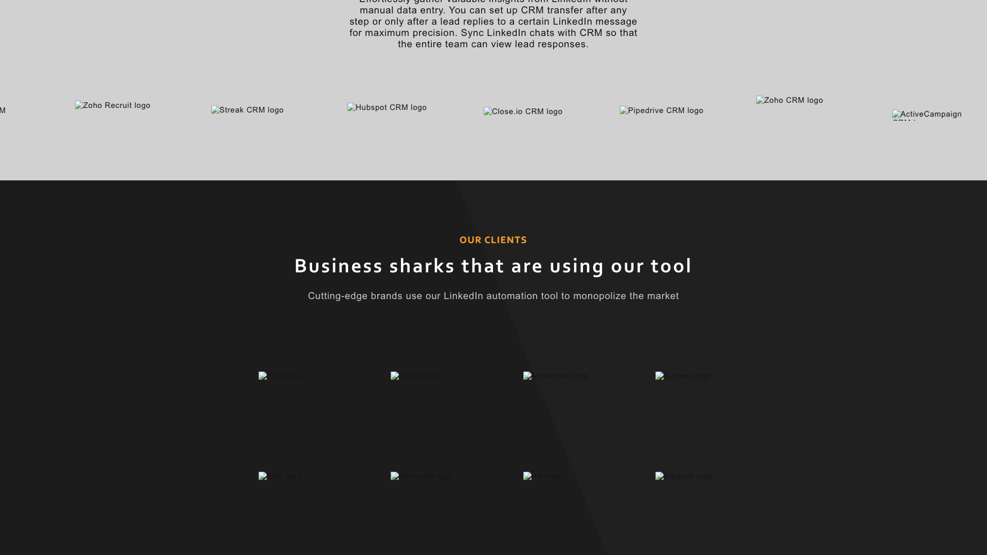 Testimonials section showcasing customer reviews and ratings