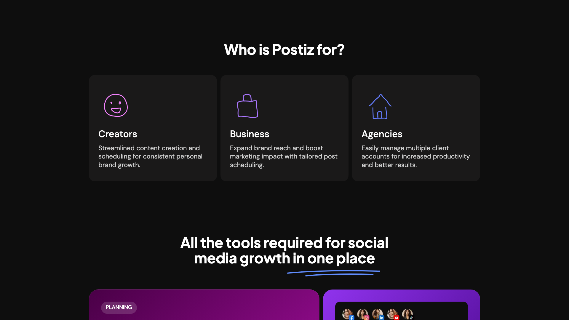 Features section highlighting ease of use and time savings