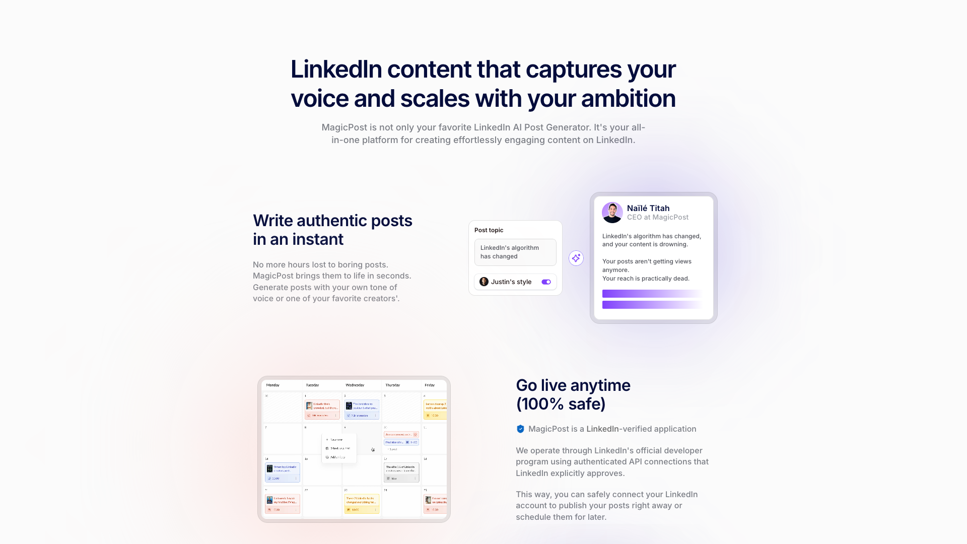 Free LinkedIn tools section on homepage