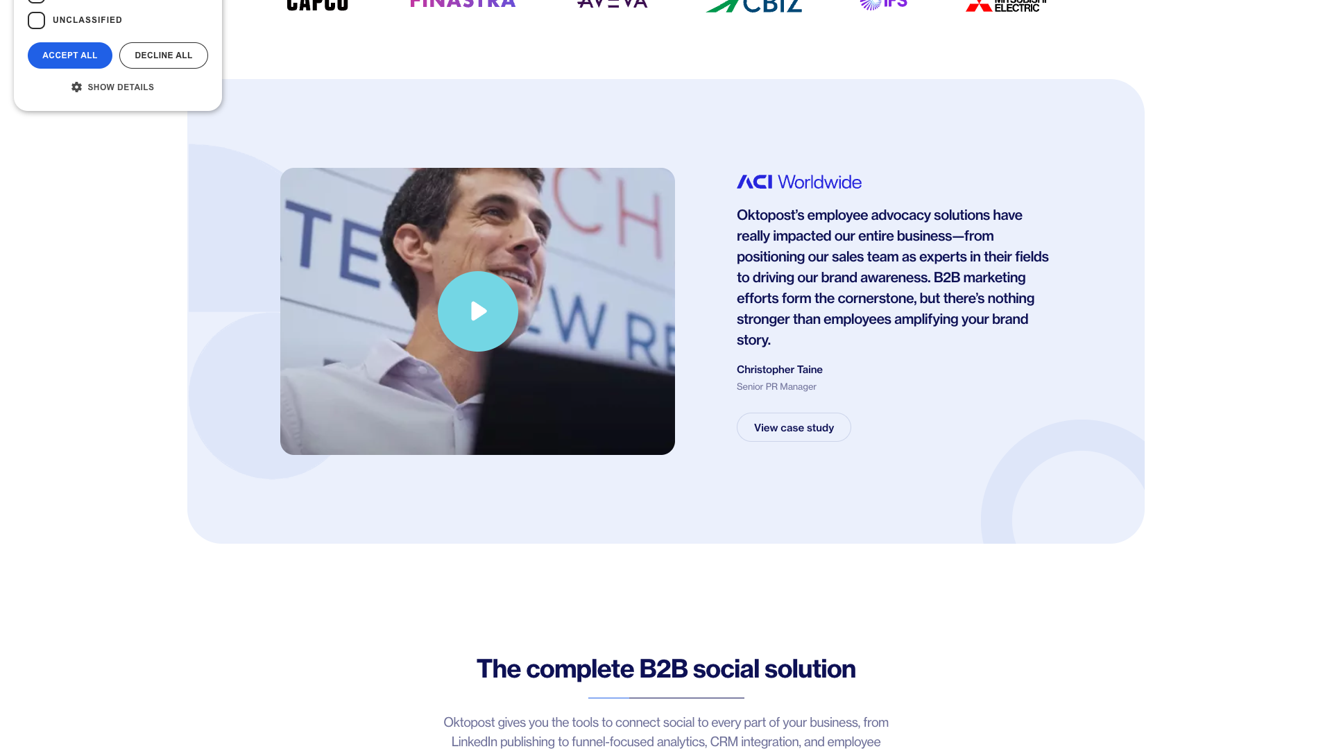 Features section on homepage highlighting key capabilities