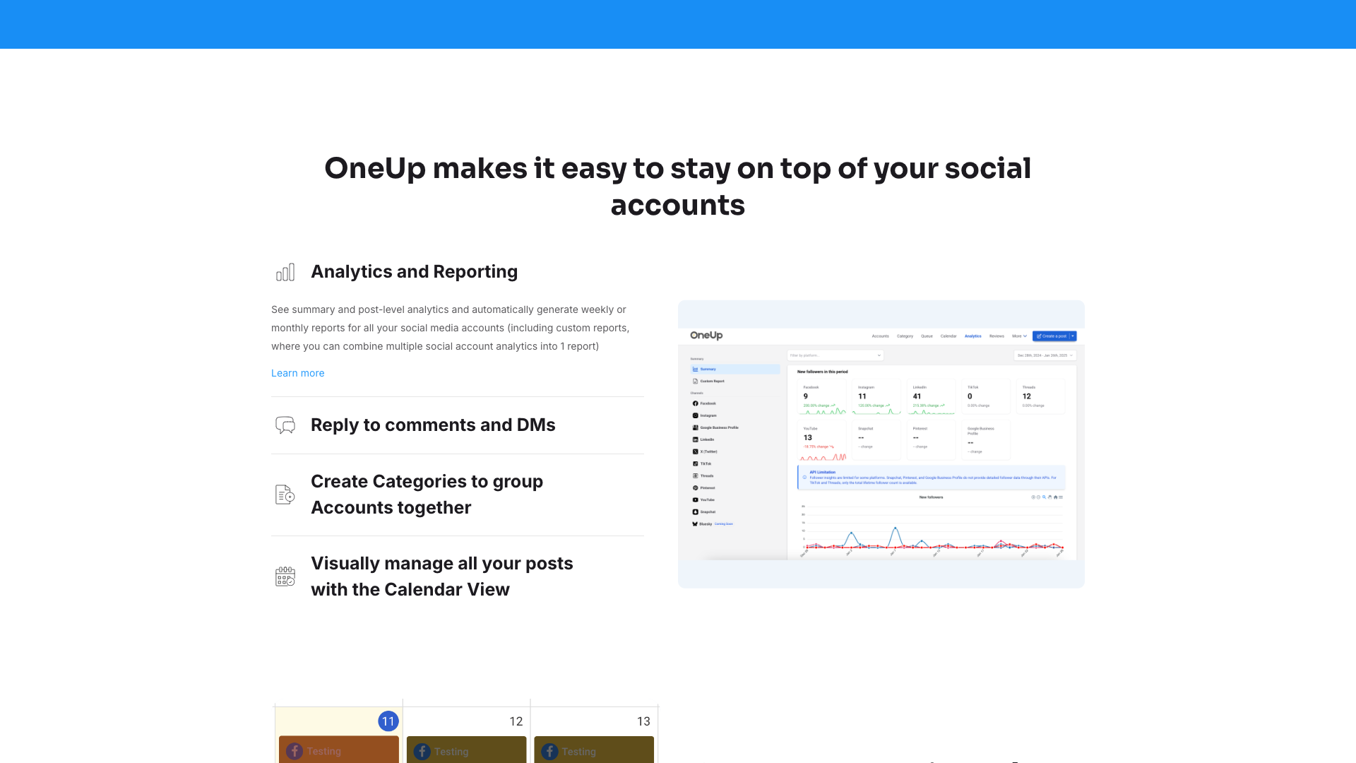 Features section on homepage