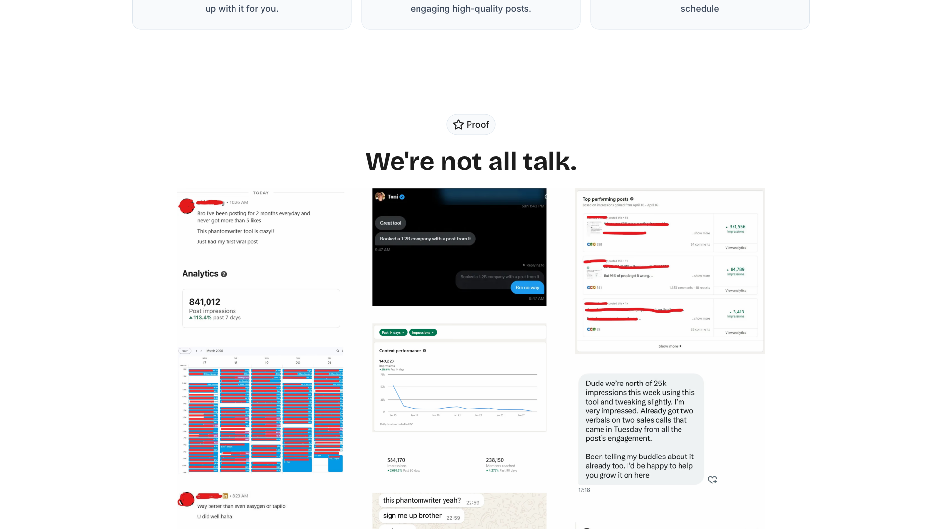Individual user testimonials highlighting time savings and content quality