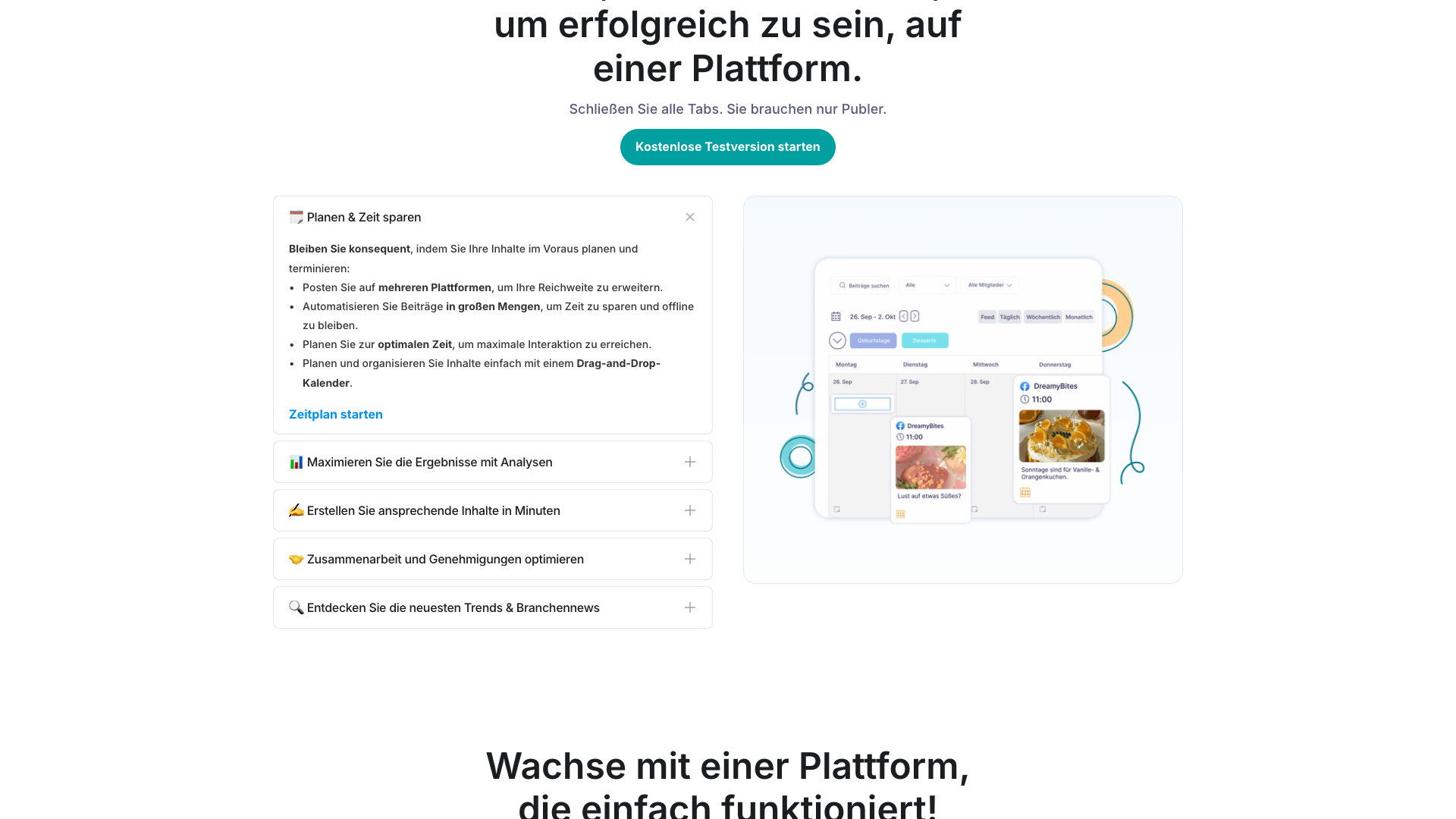 Pricing section on homepage detailing subscription plans