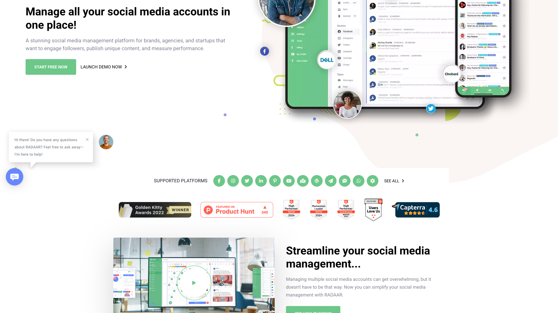 Scheduler feature overview on RADAAR homepage