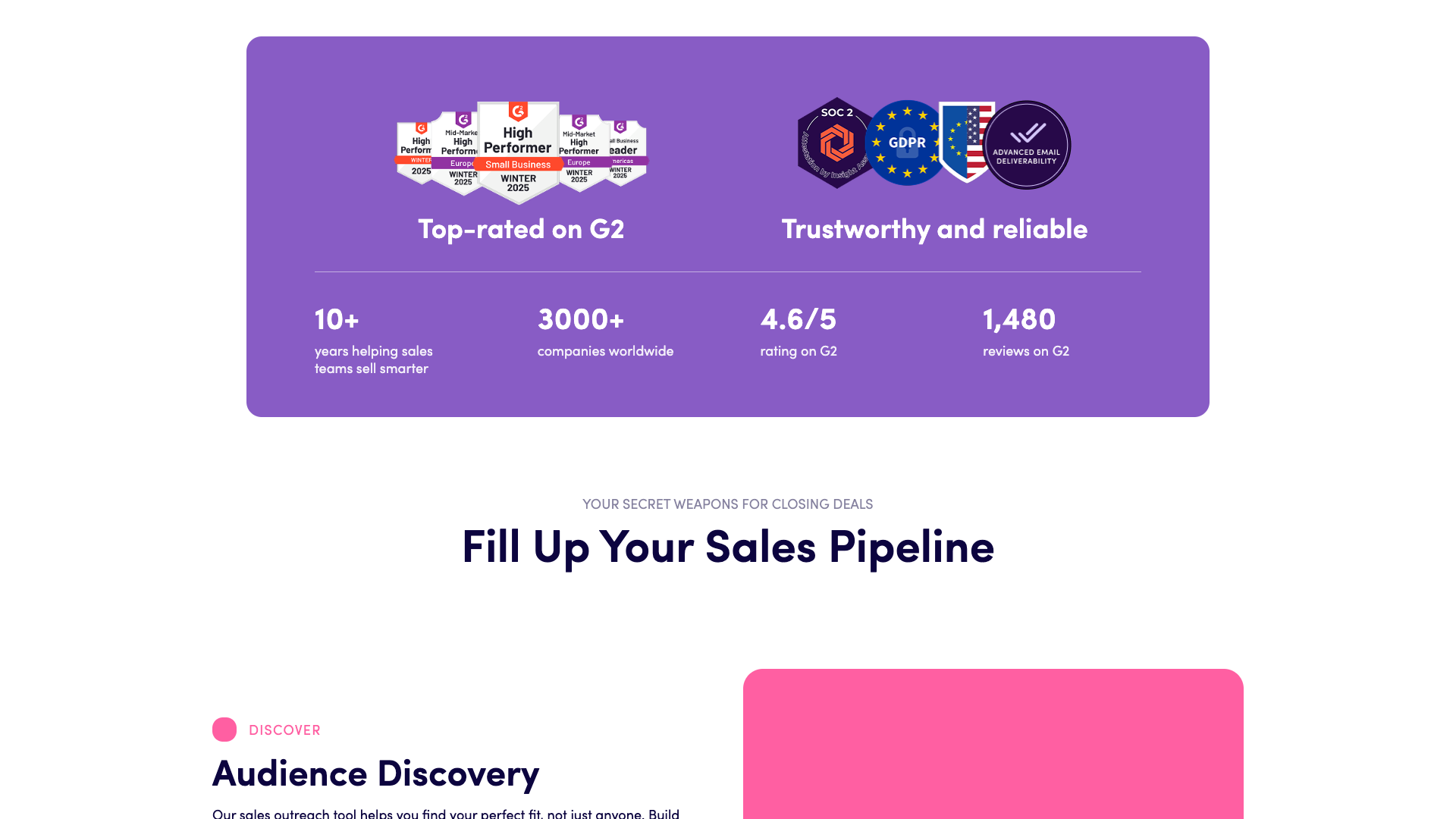 Homepage section detailing the AI SDR (Jason AI) features and benefits