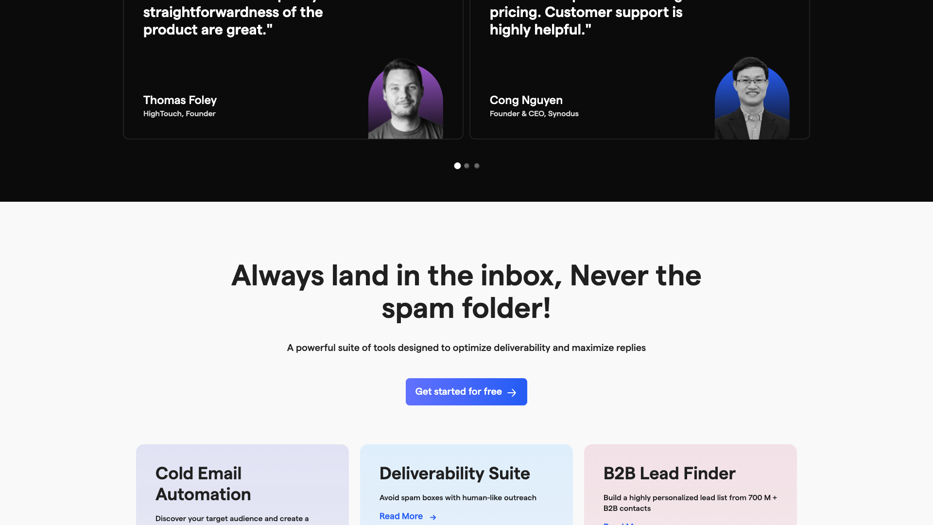 Deliverability Suite feature section