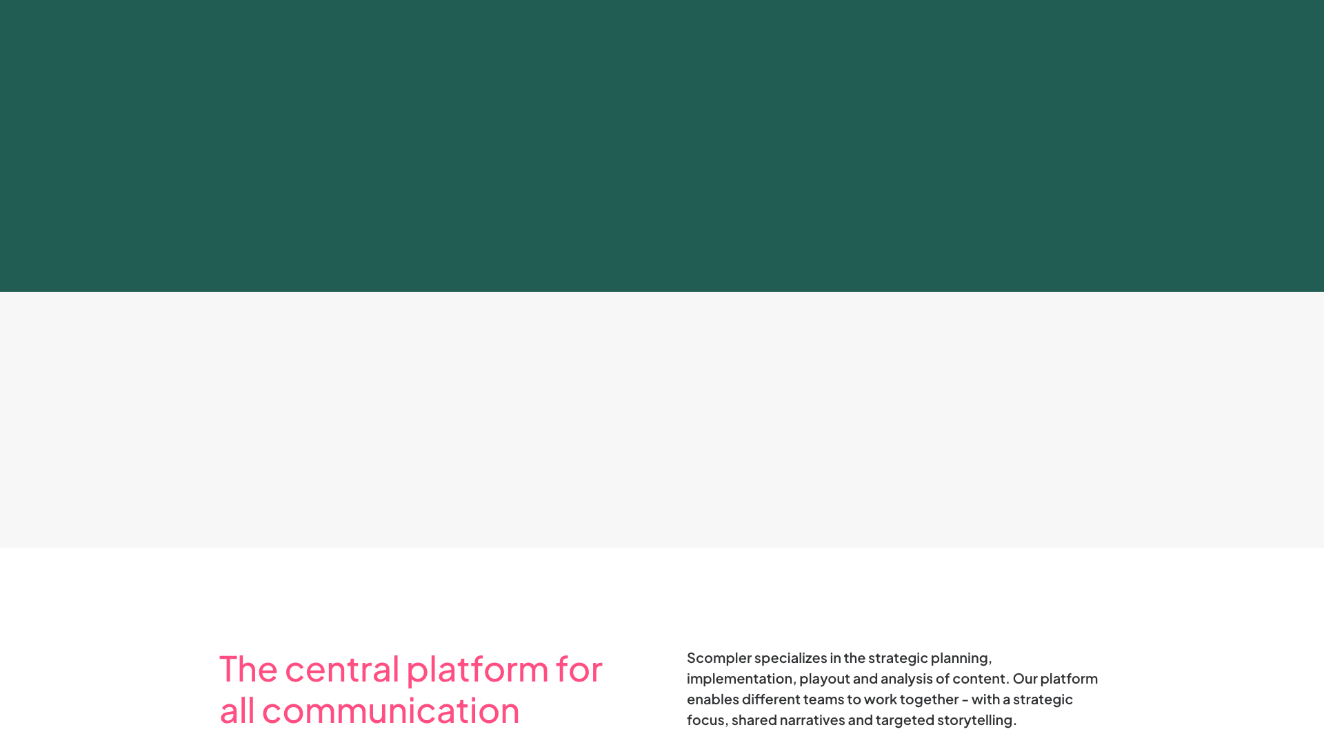 Homepage of Scompler showcasing the content operations and newsroom platform