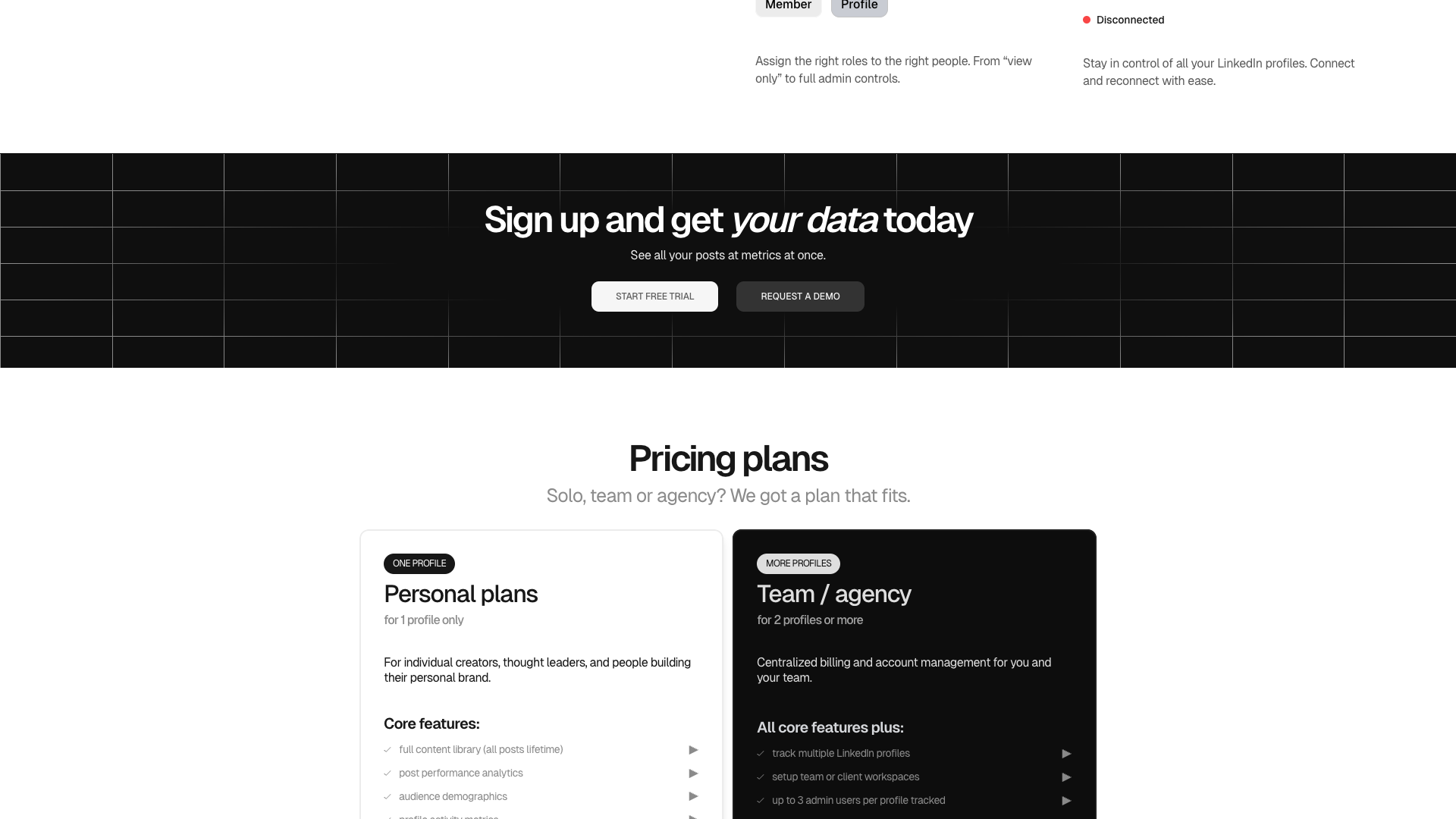 Testimonials section on homepage highlighting user feedback