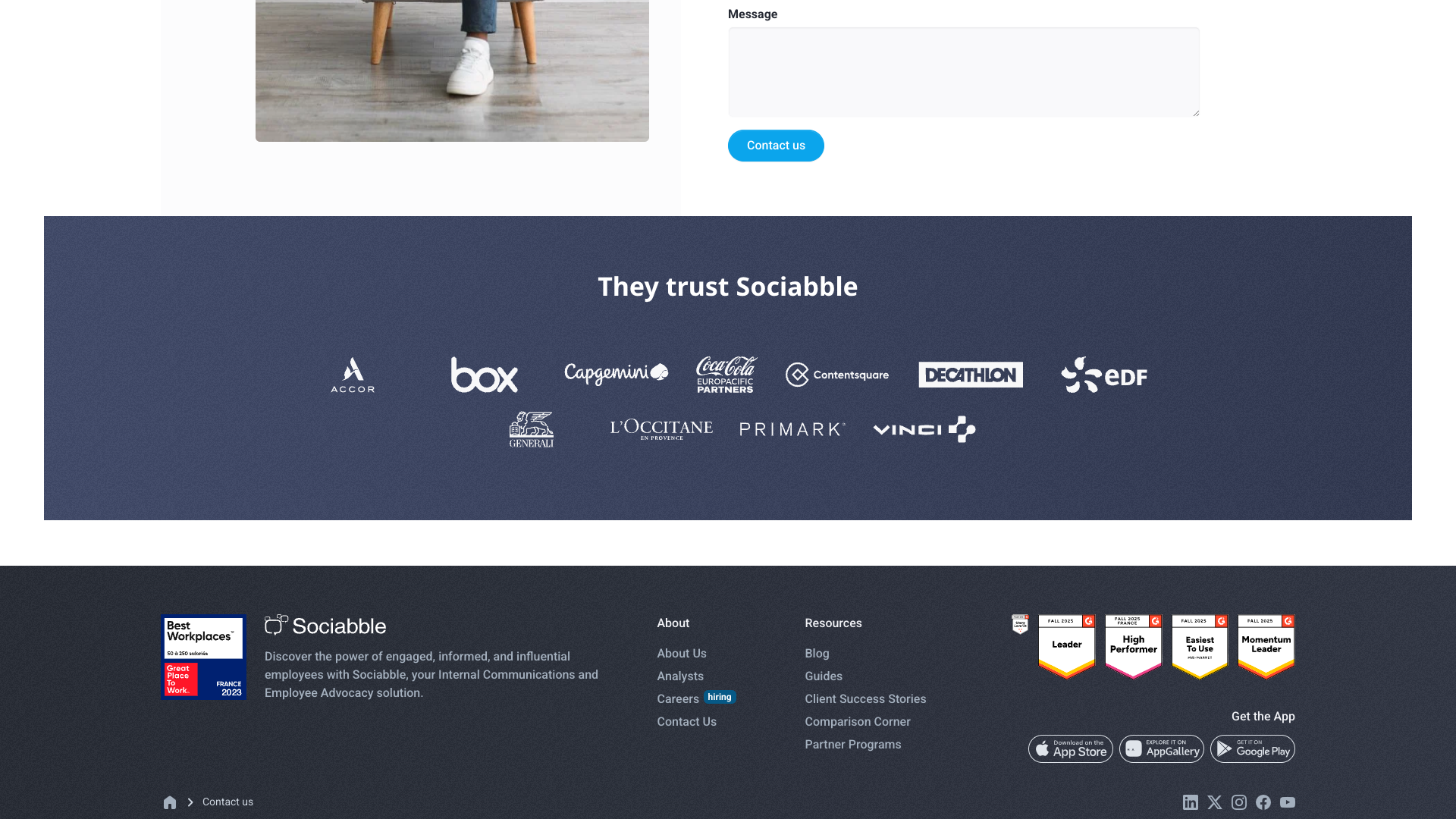 Contact Us page section displaying recognizable brand logos