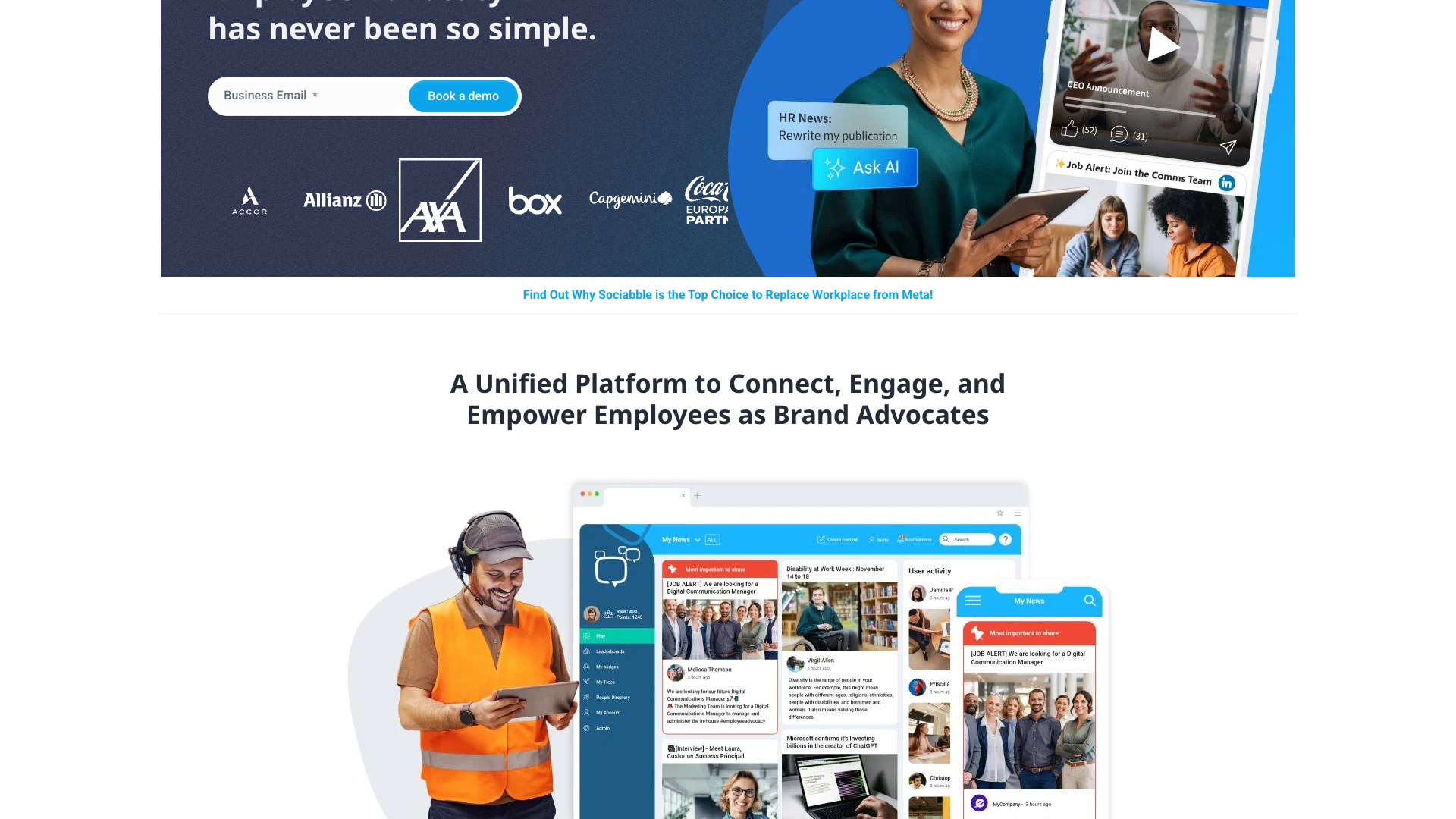 Use cases section on homepage