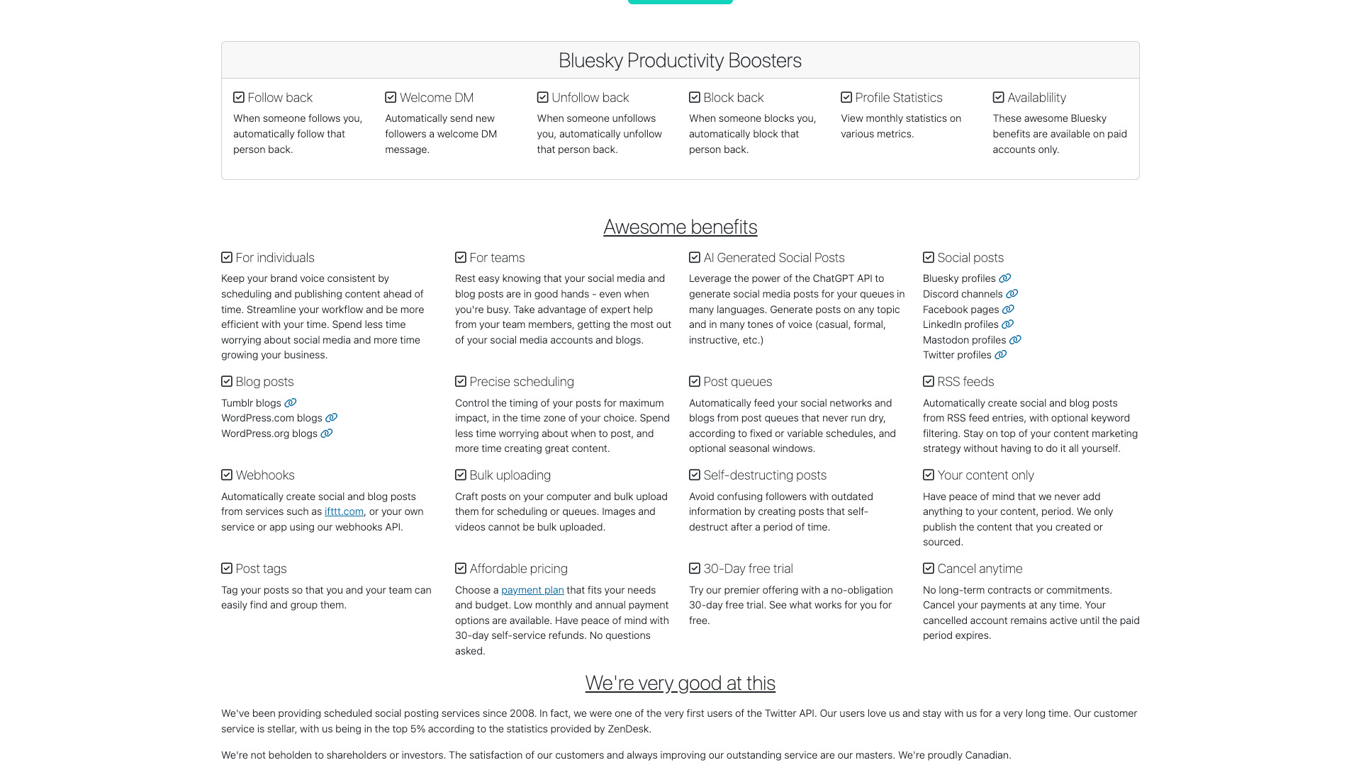 Contact section on homepage for support inquiries