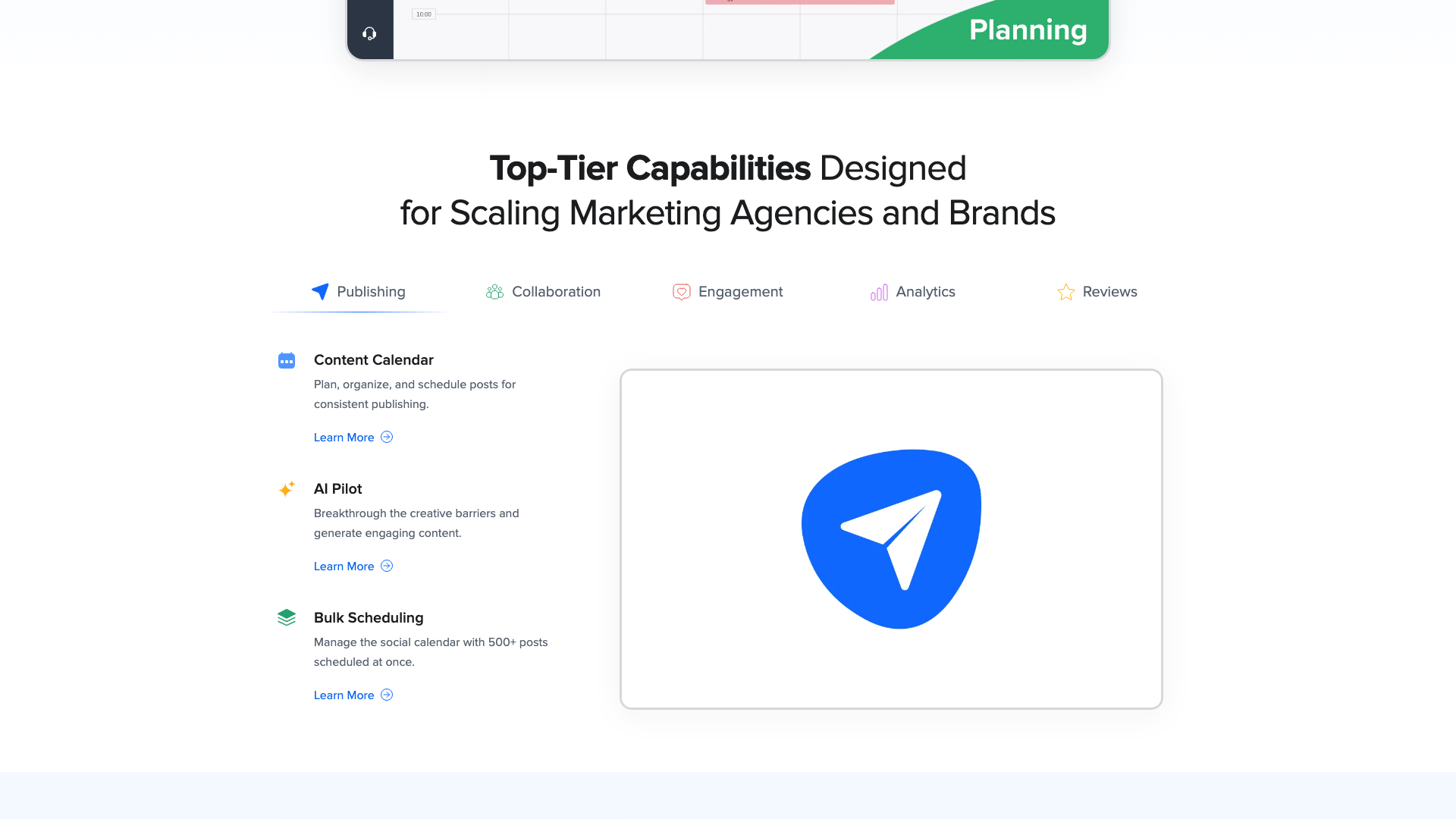 Customer testimonials section on homepage