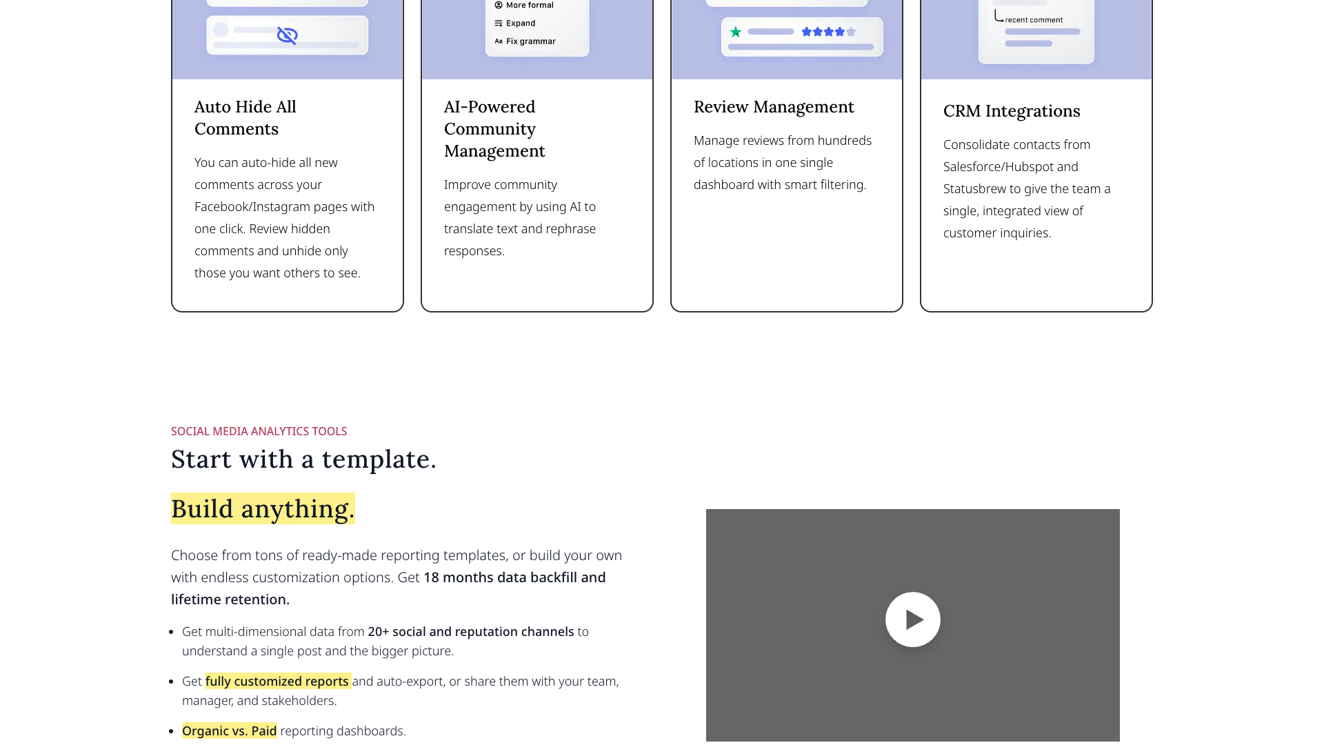 Testimonials section on the homepage highlighting customer experiences