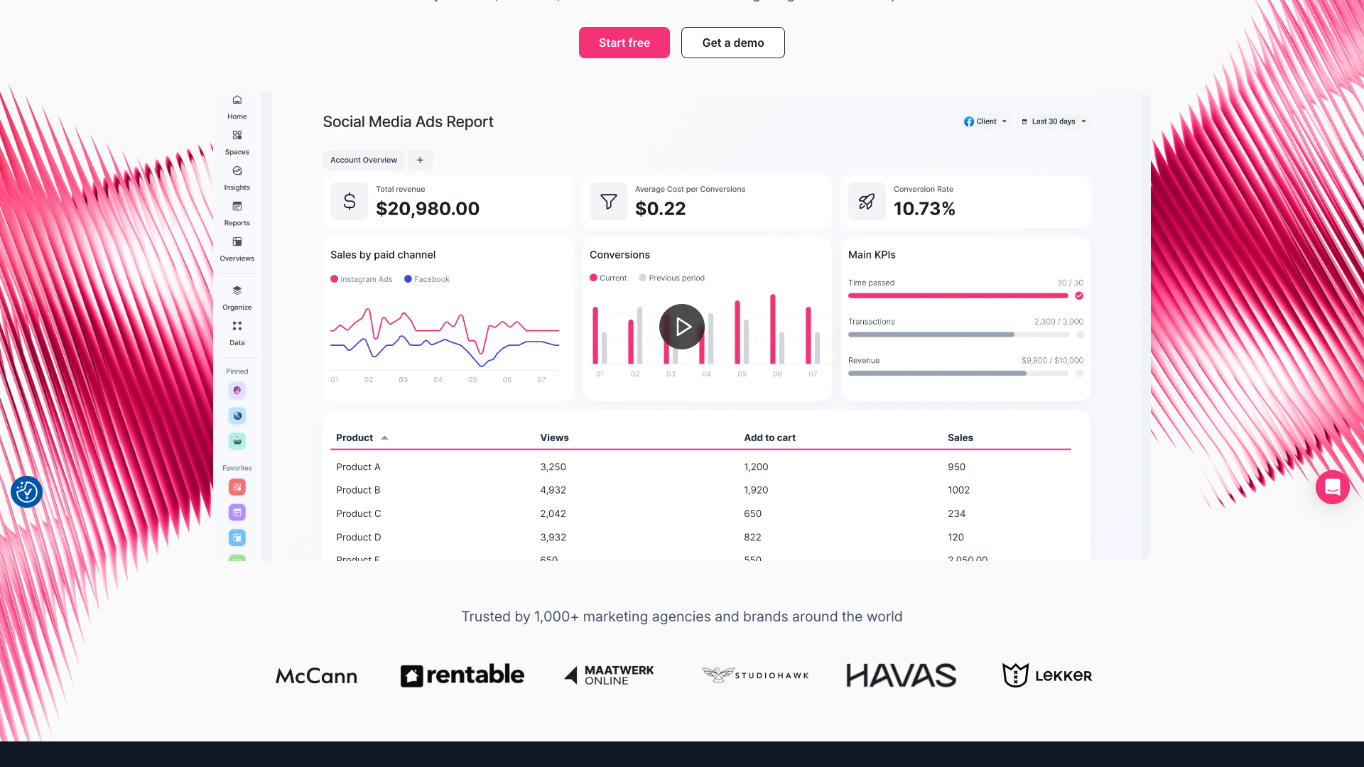 Features section on homepage