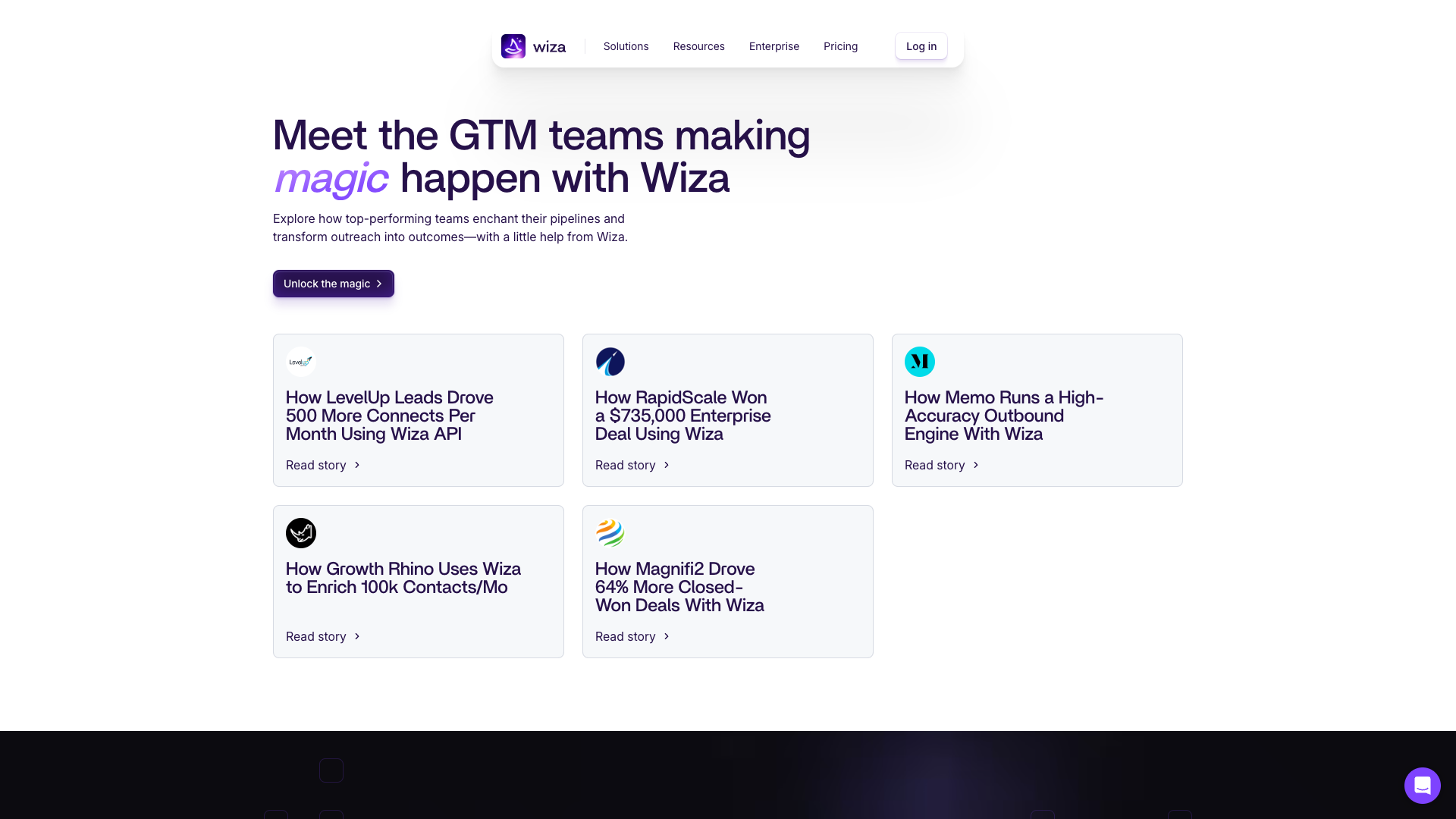 Customers page featuring case studies and testimonials