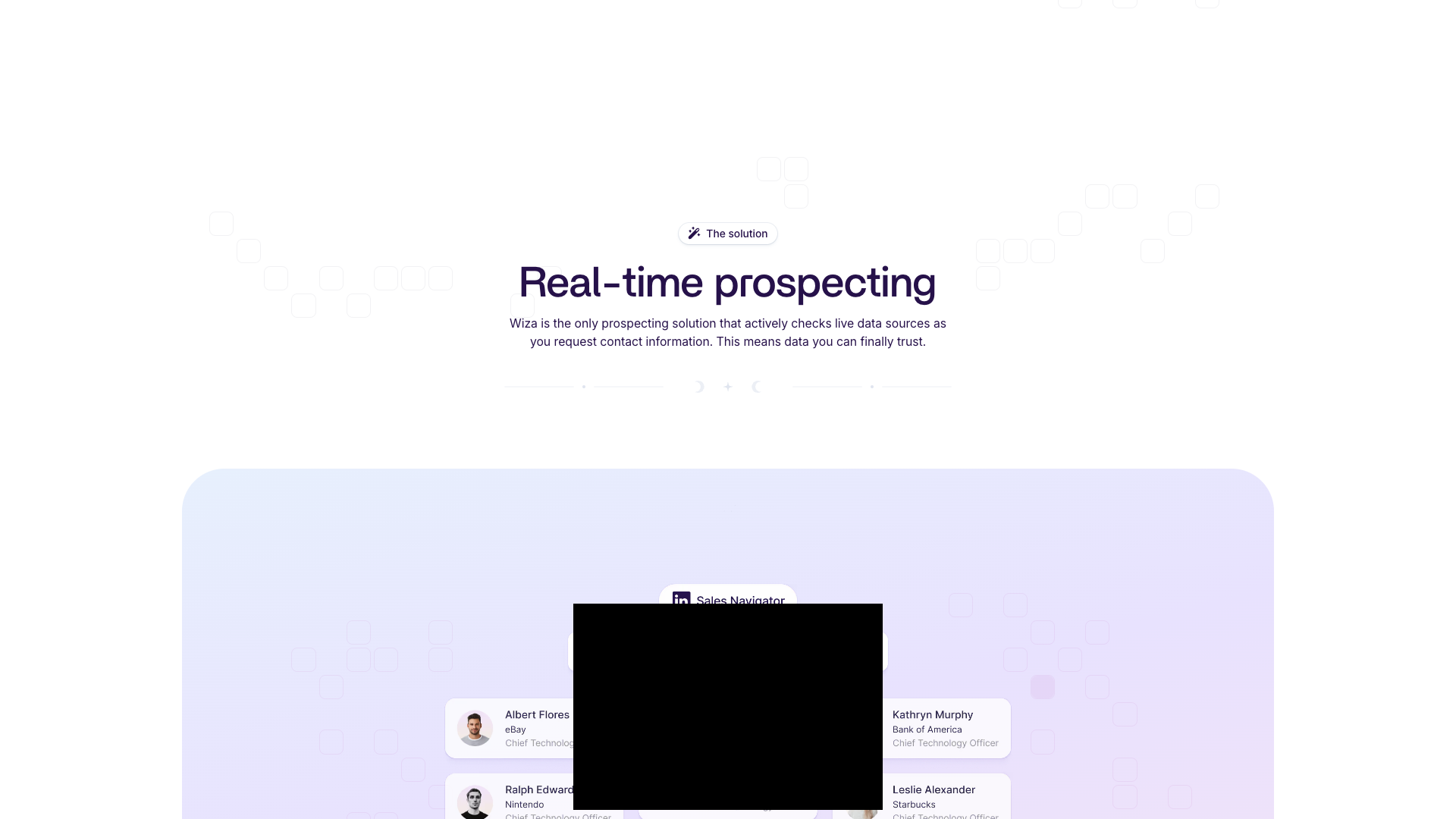 Features section on homepage highlighting key capabilities of Wiza