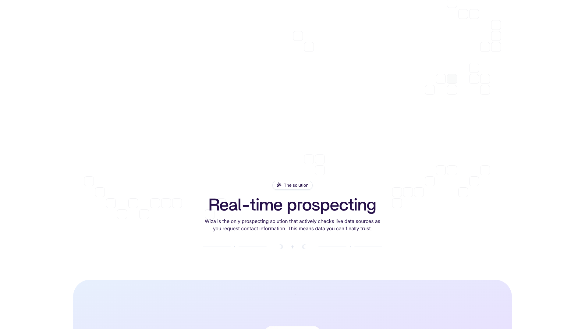 Features section on homepage highlighting Wiza's capabilities