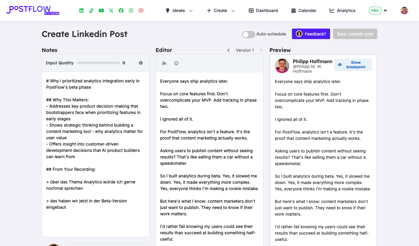 Create LinkedIn posts with AI in your tone of voice