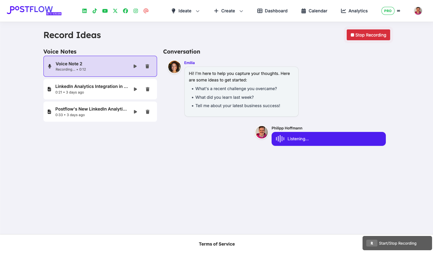 PostFlow interview process - tell your stories instead of writing on a blank page